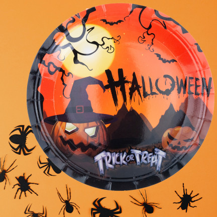TG76538 HALLOWEEN TELLER KLEINE TELLER 10PCS WEGWERFPAPIER KÜRBISSE GRUSELIGE PARTY