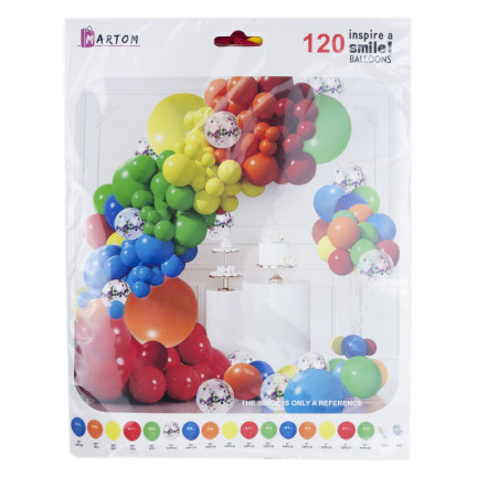 TG76544 BALLONGIRLANDE SET BUNTE BALLONS 120 ELEMENTE KONFETTI GEBURTSTAGSPARTY