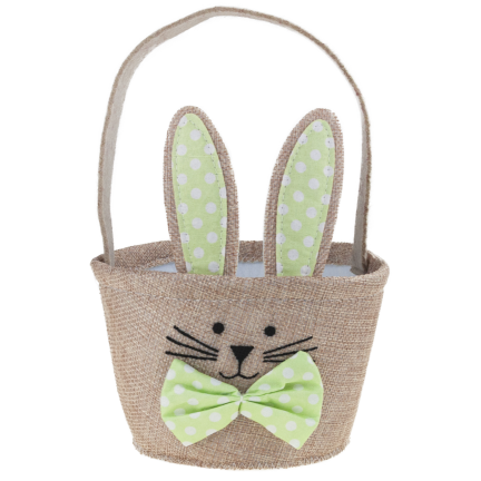 TG76957 Osterkorb, dekorativer Korb, Korb mit Hase, Frühlingsdekoration, Osterdekoration