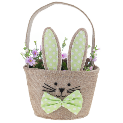 TG76957 Osterkorb, dekorativer Korb, Korb mit Hase, Frühlingsdekoration, Osterdekoration