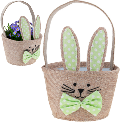 TG76957 Osterkorb, dekorativer Korb, Korb mit Hase, Frühlingsdekoration, Osterdekoration