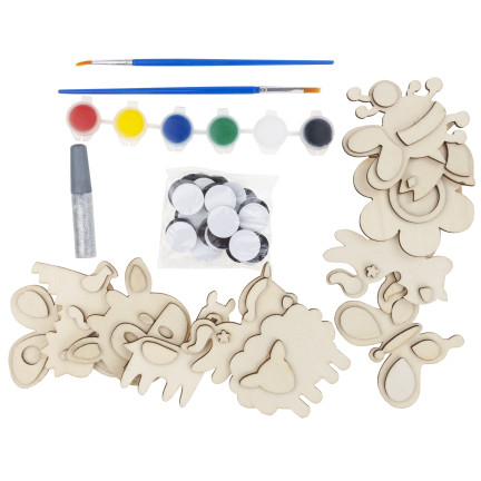 TG77430 MALSET HOLZMAGNETE TIERE FARBEN