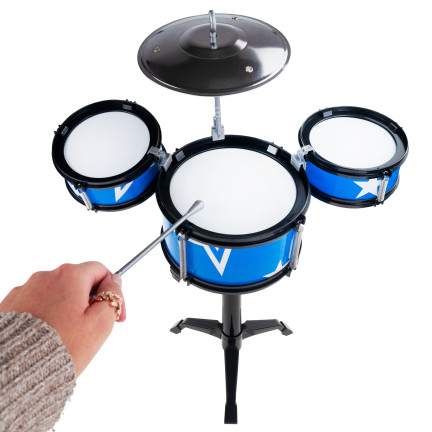 TG77513 SPIELZEUG TROMMELN FÜR KINDER 3 TROMMELN ZIMBEL HOCKER STICKS