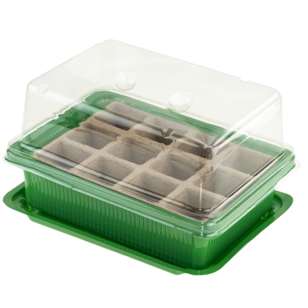 TG77612 Mini-Gewächshaus, Mini-Gewächshaus, Multitopf für Aussaat, Torf-Töpfe, 12 Kammern