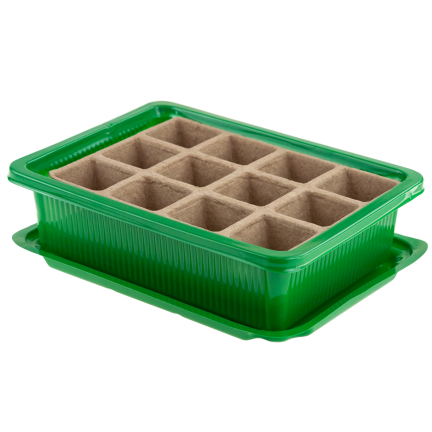 TG77612 Mini-Gewächshaus, Mini-Gewächshaus, Multitopf für Aussaat, Torf-Töpfe, 12 Kammern