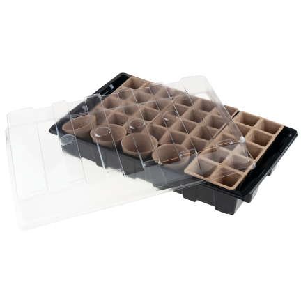 TG77613 Sada pro sazenice, miniskleník pro sazenice, rašelinové květináče