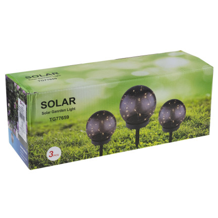 TG77659 LED-SOLARLAMPEN 3TLG. ANGETRIEBENE KUGELN POL SOLARLAMPE SET SENSOR