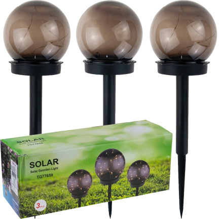 TG77659 LED-SOLARLAMPEN 3TLG. ANGETRIEBENE KUGELN POL SOLARLAMPE SET SENSOR