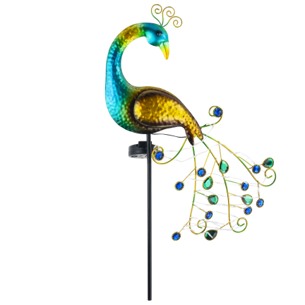 TG77661 SOLAR PFAU LAMPE LEUCHTENDE LED DEKORATION SOLAR GARTEN PFUND LICHT