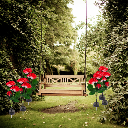 TG77662 SOLAR GARDEN LAMPS LED ROSE SOLAR LAMPS Künstliche Blumen