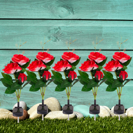 TG77662 SOLAR GARDEN LAMPS LED ROSE SOLAR LAMPS Künstliche Blumen