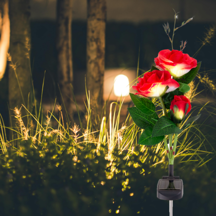 TG77662 SOLAR GARDEN LAMPS LED ROSE SOLAR LAMPS Künstliche Blumen
