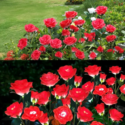 TG77662 SOLAR GARDEN LAMPS LED ROSE SOLAR LAMPS Künstliche Blumen
