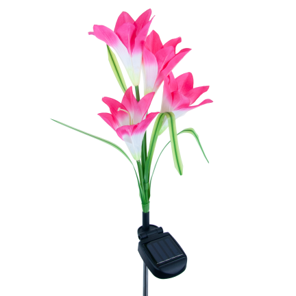 TG77663 SOLAR BLUMEN FÜR GARTEN BALKON LILIE PUSH IN DÄMMERUNG SENSOR