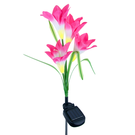 TG77663 SOLAR BLUMEN FÜR GARTEN BALKON LILIE PUSH IN DÄMMERUNG SENSOR