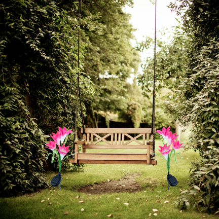 TG77663 SOLAR BLUMEN FÜR GARTEN BALKON LILIE PUSH IN DÄMMERUNG SENSOR