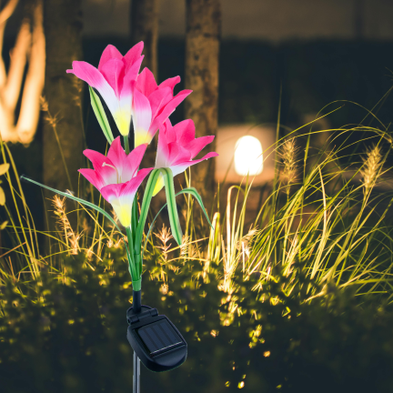 TG77663 SOLAR BLUMEN FÜR GARTEN BALKON LILIE PUSH IN DÄMMERUNG SENSOR