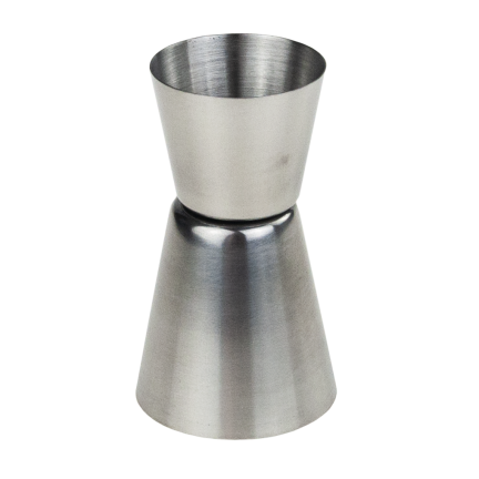 TG77668 DOPPELSEITIGER BAR-MESSBECHER METALL GLAS 25/50ML