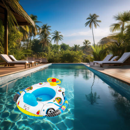 TG77791 Kids' Swimming Ring: Inflatable Car with Steering Wheel