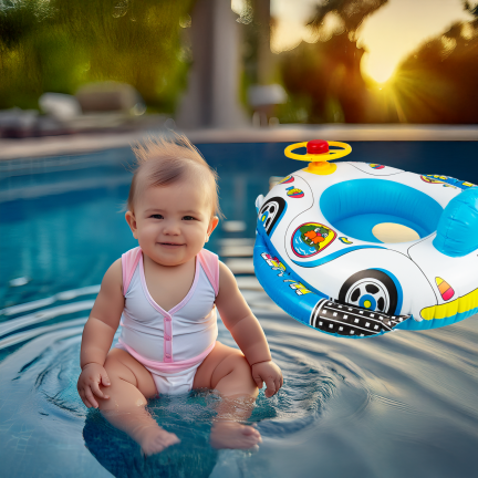 TG77791 Kids' Swimming Ring: Inflatable Car with Steering Wheel