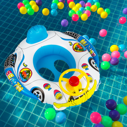 TG77791 Kids' Swimming Ring: Inflatable Car with Steering Wheel