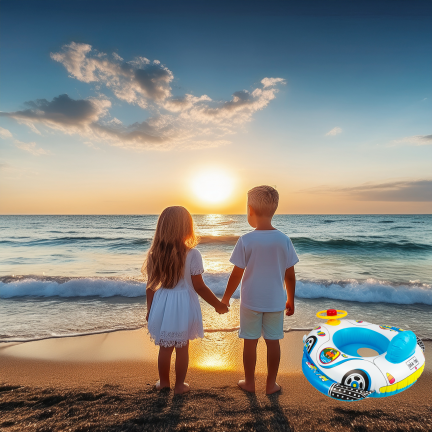 TG77791 Kids' Swimming Ring: Inflatable Car with Steering Wheel