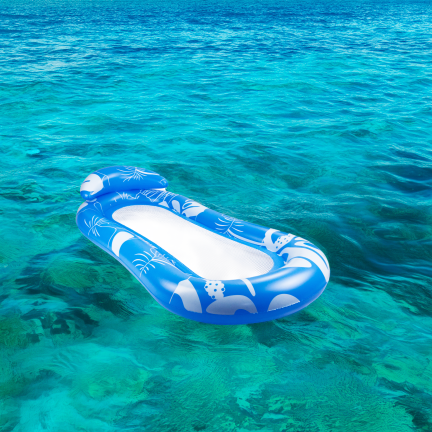 TG77796 AUFBLASBARE STRANDMATRATZE ZUM SCHWIMMEN MIT NETZPOOLKISSEN