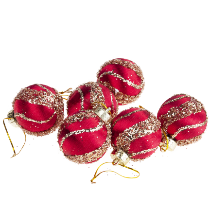 TG78529-3 POLYSTYROL-KUGEL 6 STÜCK BURGUNDERROT GLITZERND