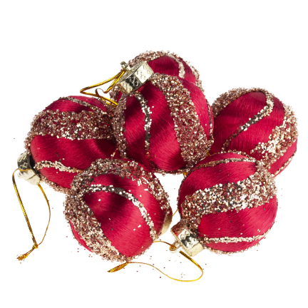 TG78529-3 POLYSTYROL-KUGEL 6 STÜCK BURGUNDERROT GLITZERND