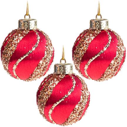 TG78532-3 POLYSTYRENOVÉ OZDOBY ČERVENÉ BORDÓ S TŘPYTKAMI 3KS