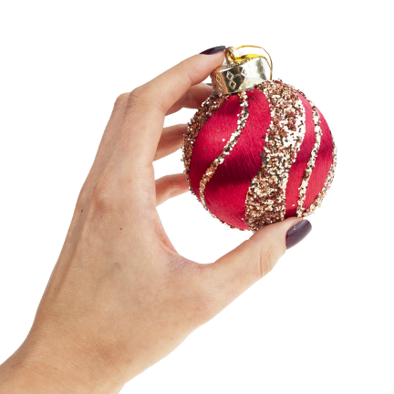 TG78532-3 POLYSTYRENOVÉ OZDOBY ČERVENÉ BORDÓ S TŘPYTKAMI 3KS