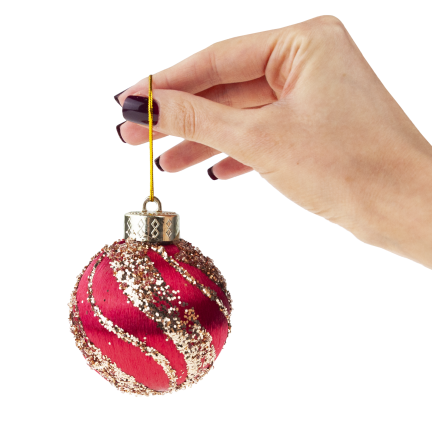 TG78529-3 POLYSTYROL-KUGEL 6 STÜCK BURGUNDERROT GLITZERND