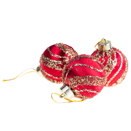 TG78532-3 POLYSTYRENOVÉ OZDOBY ČERVENÉ BORDÓ S TŘPYTKAMI 3KS