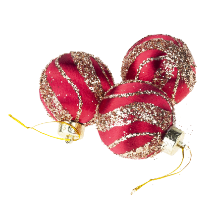 TG78532-3 POLYSTYRENOVÉ OZDOBY ČERVENÉ BORDÓ S TŘPYTKAMI 3KS