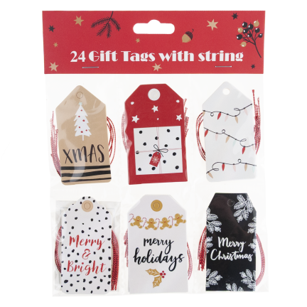 Geschenkanhänger, Geschenketiketten, Papier, Weihnachten, gemischte Designs, 24 Stück.