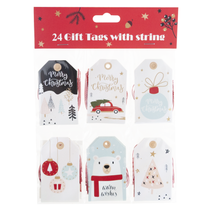 Geschenkanhänger, Geschenketiketten, Papier, Weihnachten, gemischte Designs, 24 Stück.