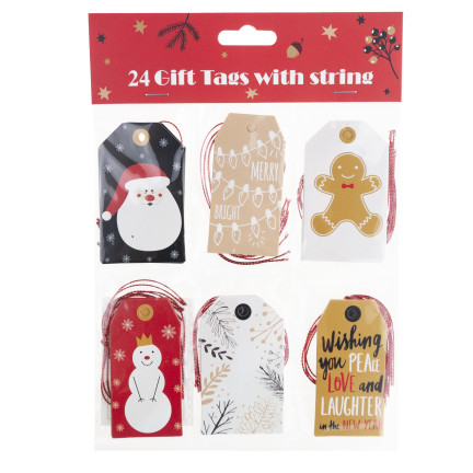 Geschenkanhänger, Geschenketiketten, Papier, Weihnachten, gemischte Designs, 24 Stück.