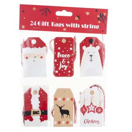 Geschenkanhänger, Geschenketiketten, Papier, Weihnachten, gemischte Designs, 24 Stück.