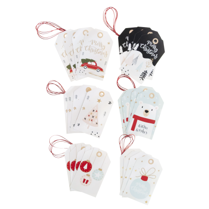 Geschenkanhänger, Geschenketiketten, Papier, Weihnachten, gemischte Designs, 24 Stück.