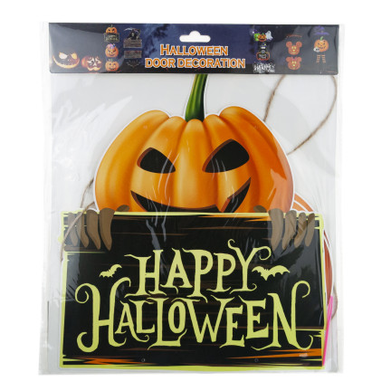 Závěsná dekorace na dveře do okna, papír, oranžová barva, dýně, motiv Halloween, sada 3 dýní