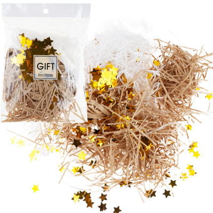 Geschenkfüller, Heu, Sisal, Dekoration, mit Sternen, Öko, 30g