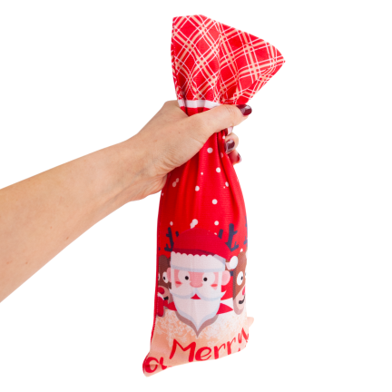TG78760 POKROWIEC NA BUTELKĘ WORECZEK OPAKOWANIE ETUI ŚWIĄTECZNE MIKOŁAJKI