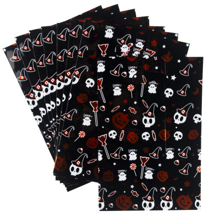 Sáčky na bonbóny, dárkové sáčky, sáčky z fólie, mix vzorů, halloweenské dekorace, sada 10ks.