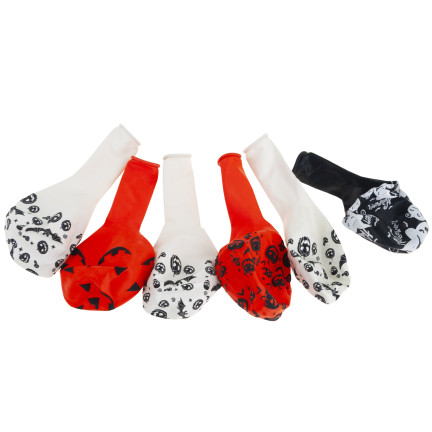 Latexové balónky, mix barev, mix vzorů, s motivem Halloweenu, s dýněmi, sada 6ks.