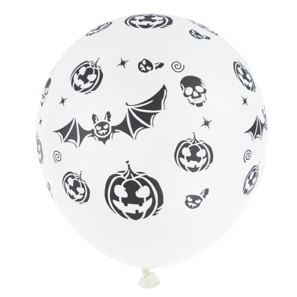 Latexové balónky, mix barev, mix vzorů, s motivem Halloweenu, s dýněmi, sada 6ks.