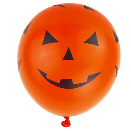 Latexové balónky, mix barev, mix vzorů, s motivem Halloweenu, s dýněmi, sada 6ks.