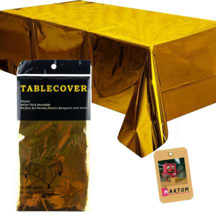 Weihnachtstischdecke, Folie, gold, glänzend, Tischdekoration, 137×274 cm