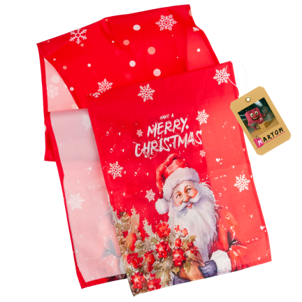 Holiday table runner, tablecloth, featuring Santa Claus, red, 180x33 cm