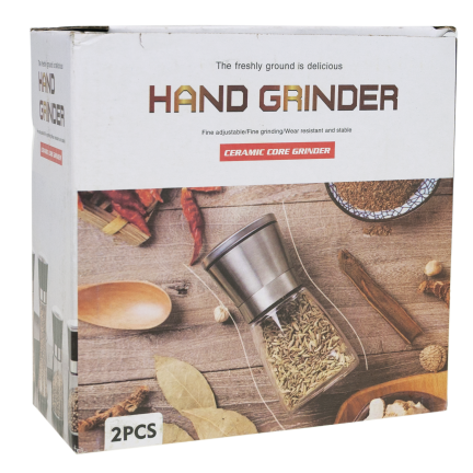 TG80298 Adjustable Glass Pepper, Salt, and Spice Mill Set (2-piece set)