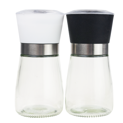 TG80298 Adjustable Glass Pepper, Salt, and Spice Mill Set (2-piece set)